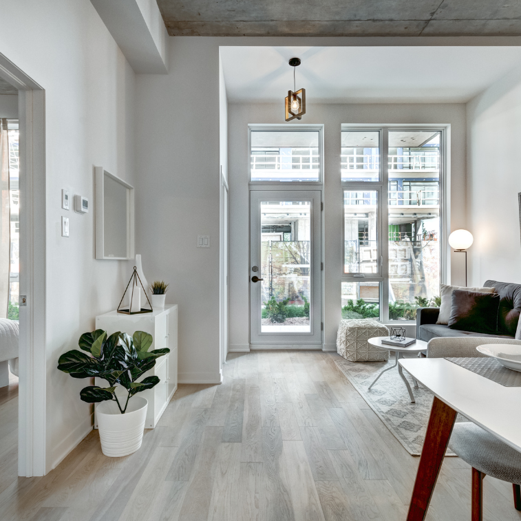 Custom construction of a white living room