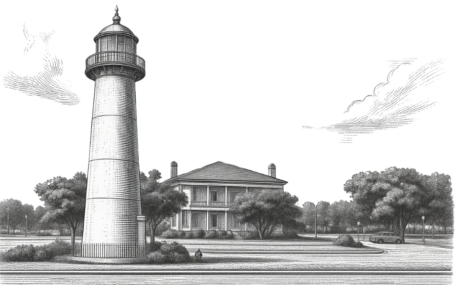 Etching of Biloxi's iconic lighthouse