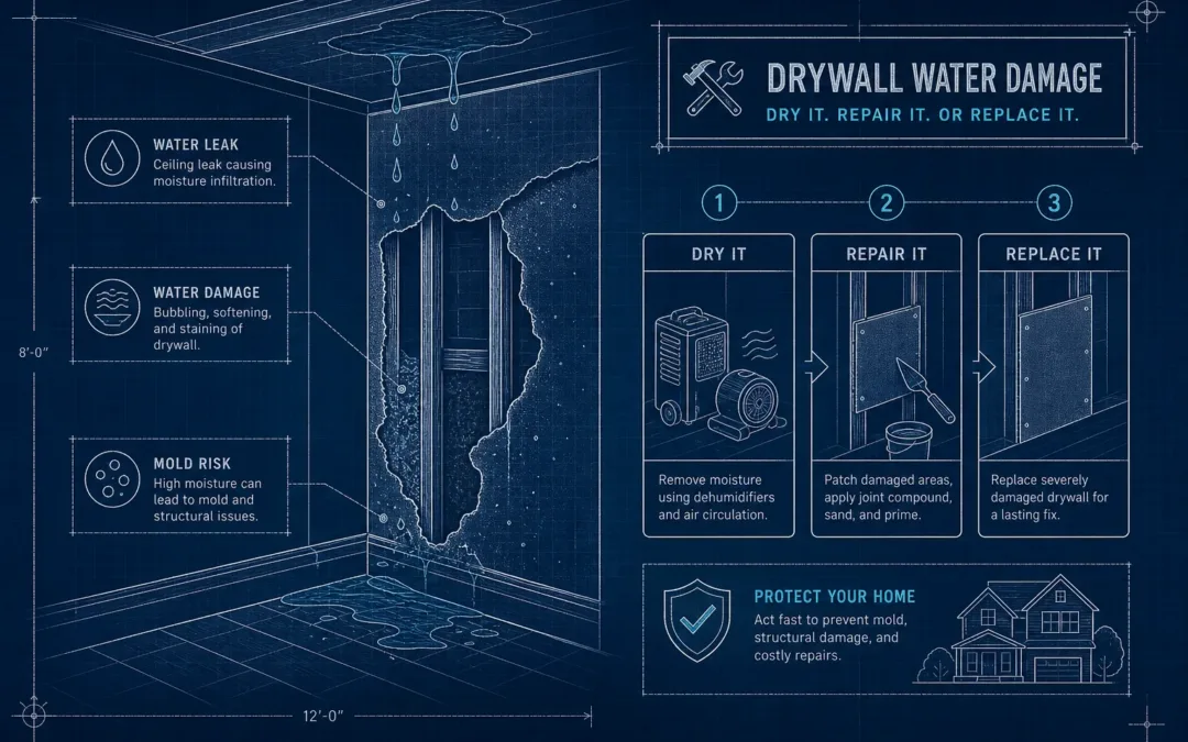 Drywall water damage: how to dry, repair, or replace it