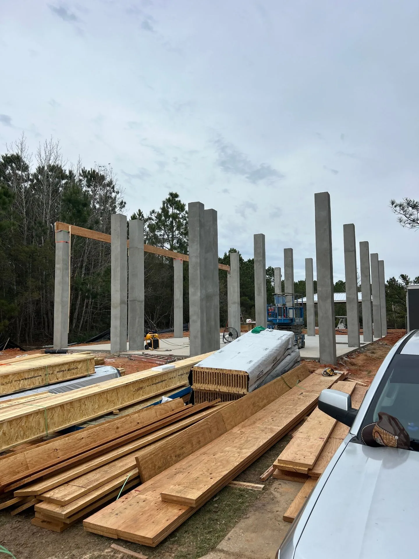 Concrete foundation pilings for an elevated custom home by 3H Construction